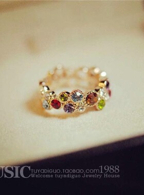 戒指韩国时尚滚轮鸡尾酒半圈