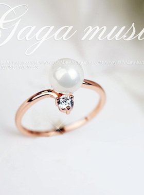 涂鸦韩版仿珍珠水晶戒指
