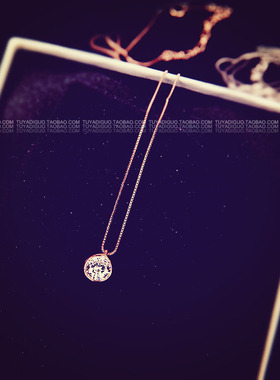 涂鸦唯美风镂空花纹复古钻石项链