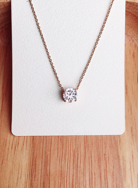 韩版克拉镀18k玫瑰金色钻石项链