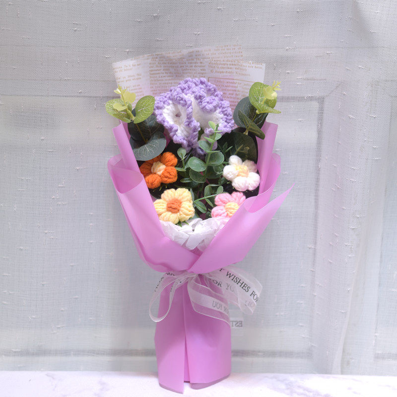针织向日葵毛线花束编织生日礼物送女生毕业 结婚礼物 婚庆礼品