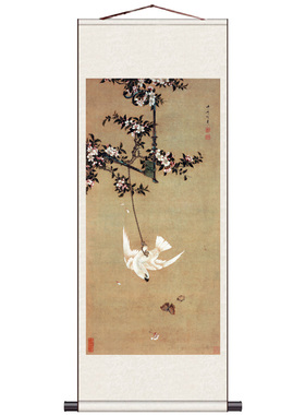 花鸟画丝绸画清代名家微喷
