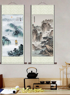 国色天香国画礼品卷轴画花鸟字画中式挂画酒店背景房间壁画丝绢画
