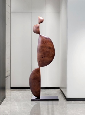 酒店样板间玄关抽象木质雕塑艺术品售楼处装饰品室内软装落地摆件