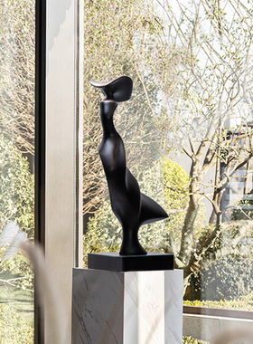 酒店样板间玄关创意抽象雕塑摆件设计师软装木雕艺术品售楼处装饰