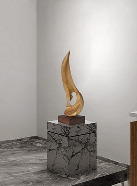 酒店大堂玄关抽象木雕装饰品摆件售楼处展厅会所样板间雕塑艺术品