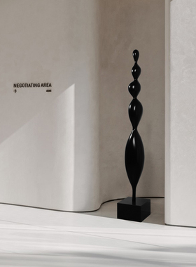 抽象艺术实木雕塑落地摆件样板房软装玄关过道橱窗角落竖高装饰品