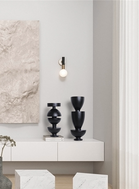 酒店样板间玄关装饰摆件木质工艺品创意木雕客厅电视柜软装艺术品