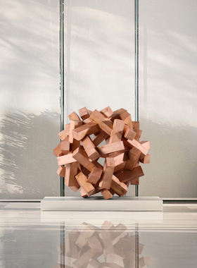 酒店大堂实木拼接艺术品售楼部木雕落地摆件商业空间软装美陈装置