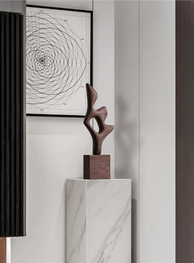 酒店样板间抽象木雕艺术摆件家居饰品客厅玄关装饰品高级感工艺品