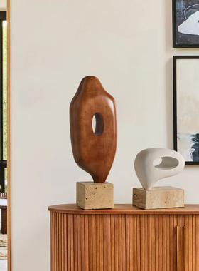 酒店样板间抽象木雕玄关装饰摆件家居饰品客厅电视柜酒柜艺术摆设
