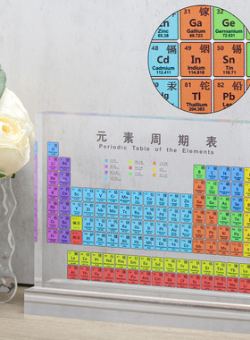 双语版彩色印刷元素周期表毕业生日礼物科普展示桌面创意摆件定制