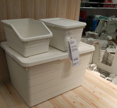 宜家索克比附盖储物盒收纳整理家庭收纳用具储物箱收纳箱 虎窝淘