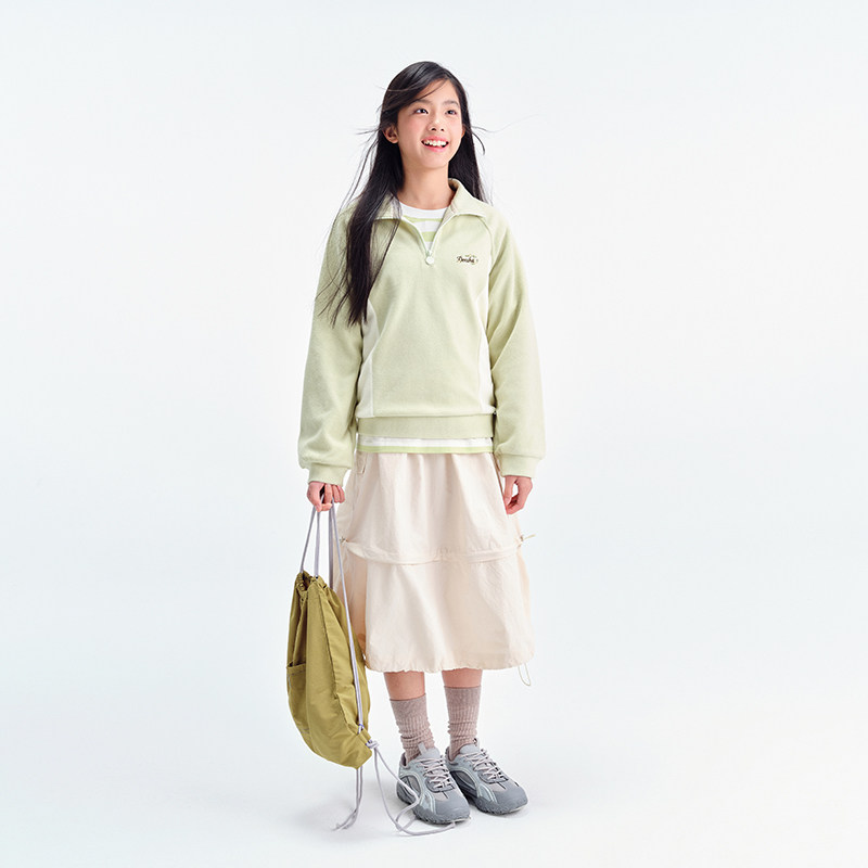 笛莎官旗秋冬新款青少年女大童初高中生韩版工装大口袋宽松裙子,淘宝优惠券,粉丝福利购,淘宝优惠卷