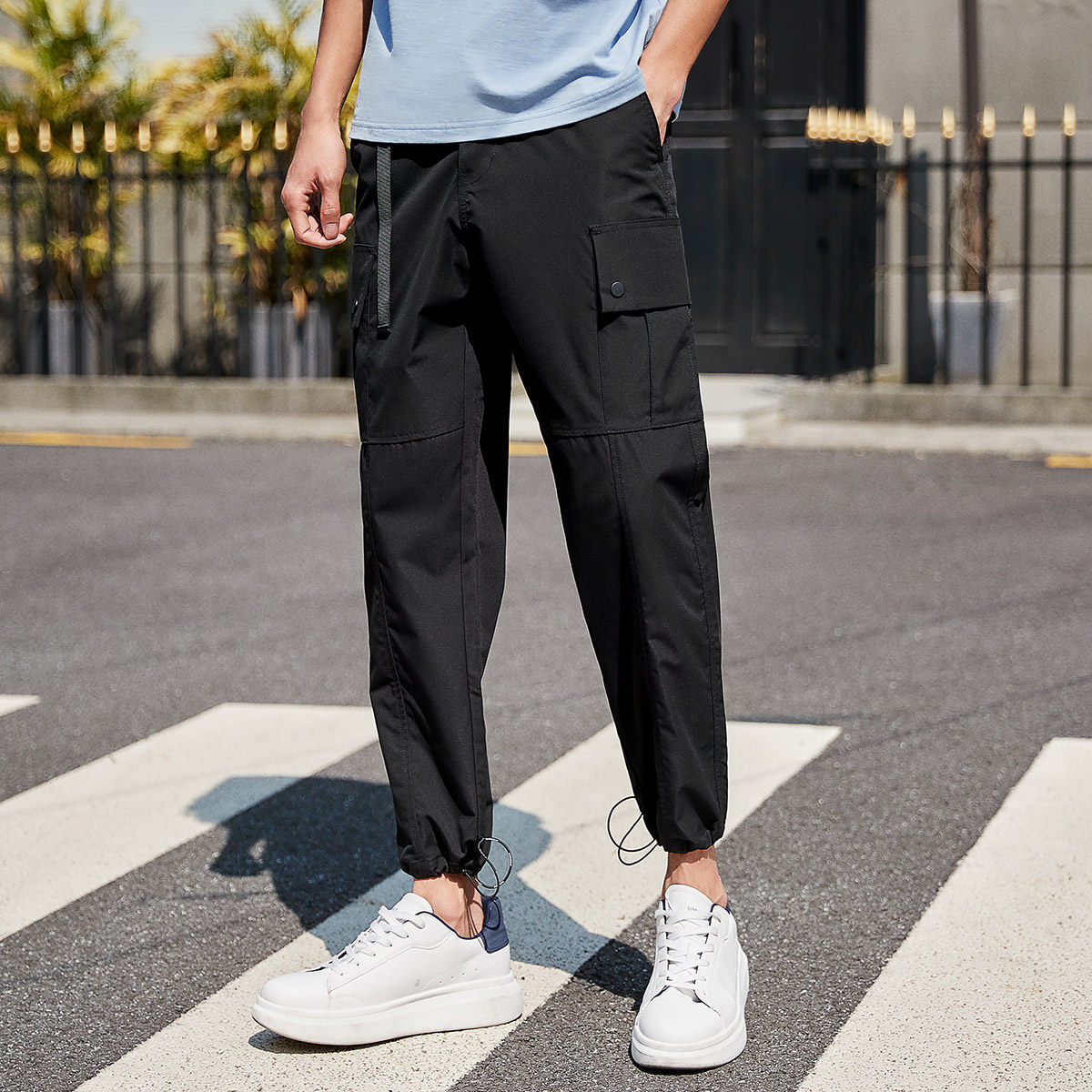 马克华菲2020夏季束脚抽绳工装裤子 马克华菲休闲裤