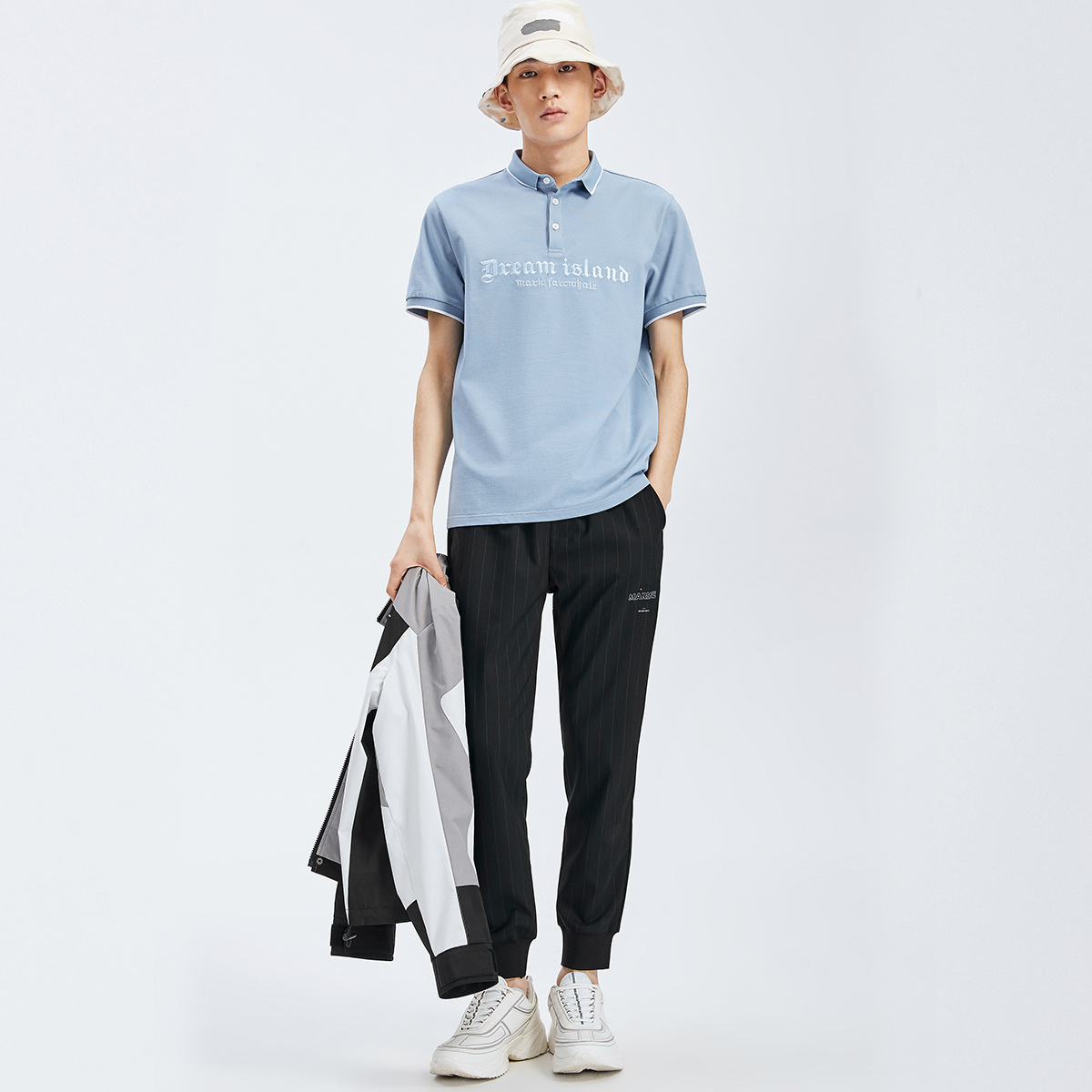 马克华菲官方旗舰店马克华菲潮Polo衫男士夏季新款撞色字母刺绣简约韩范短袖ins0