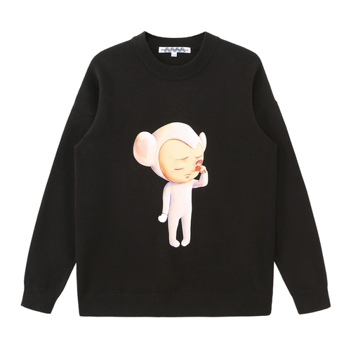 Осенний свитер подходит для мужчин и женщин, трендовый мультяшный трикотажный кардиган для влюбленных