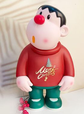 网红歪头呆萌胖虎手办大摆件