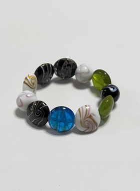 时尚精致甜美气质彩绘琉璃串珠手链手圈手串手饰品设计感配饰女