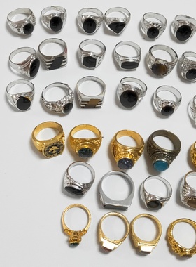 夸张复古仿宝石戒指指环拍摄演出表演道具男女配饰怀旧经典饰品