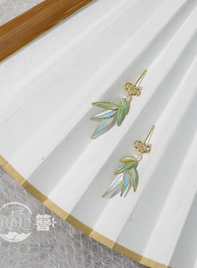蚕丝非遗缠花竹叶防过敏925耳钉