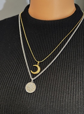 月亮与六便士双层叠戴毛衣链