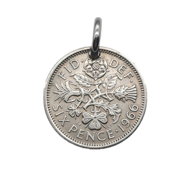 Genuine Lucky Coin British 6p Coin Pendant