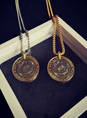 原创精品生命力太阳神硬币项链吊坠饰品文艺复古长款毛衣链锁骨链