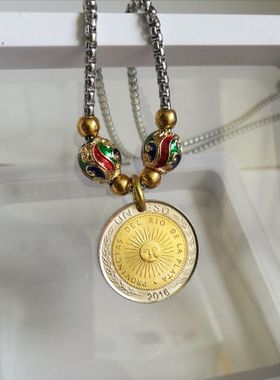 黎明的太阳幸运币硬币吊坠首饰品轻奢小众设计感复古风转运珠项链