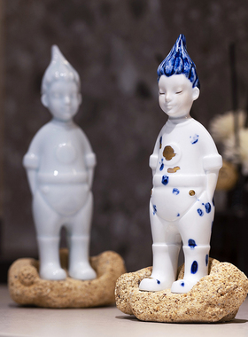 又见梨花原创系列风孩子陶瓷摆件