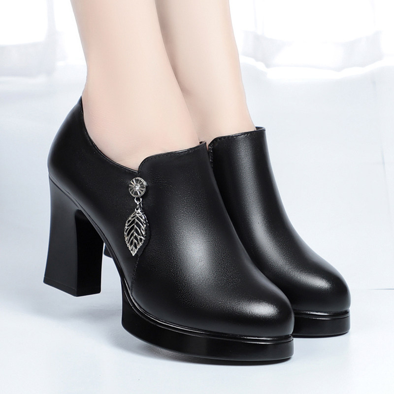 旗袍走秀鞋女高跟鞋不累脚中年女士皮鞋妈妈深口厚底单鞋真皮女鞋,淘宝优惠券,粉丝福利购,淘宝优惠卷