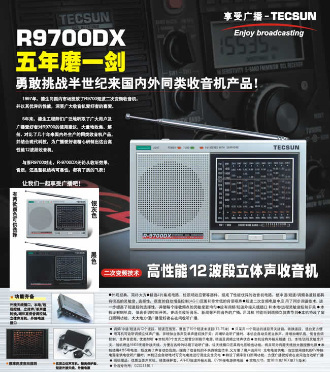 Tecsun/德生 R-9700DX 全波段便携式二次变频收音机短波王老人 - 图1