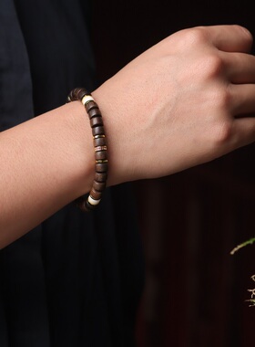 沉香木三生三世手串直切药片珠