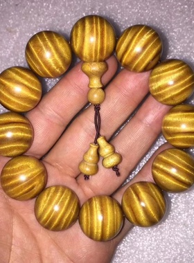 四川金丝楠木20mm手串佛珠小叶桢楠金丝楠水波影男女款108颗手链