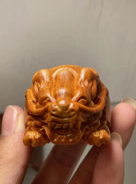 崖柏木雕龙龟手把件木质文玩雕刻小摆件茶宠动物富甲天下富甲一方
