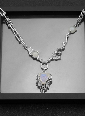 个性女生火焰月光石项链短项链