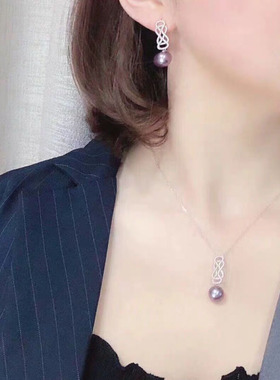 高贵优雅长款耳钉紫色旗袍礼服女