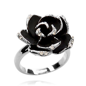 专柜黑玫瑰花镶奥地利女人味闪钻