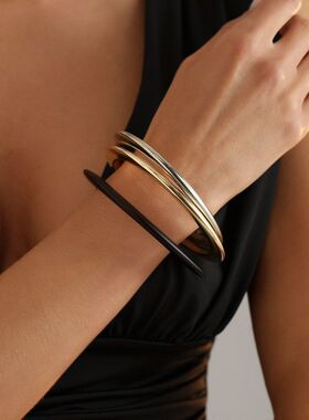 欧美跨境饰品 复古蛇骨链多层叠戴手镯 个性高级机能风弹力手环女