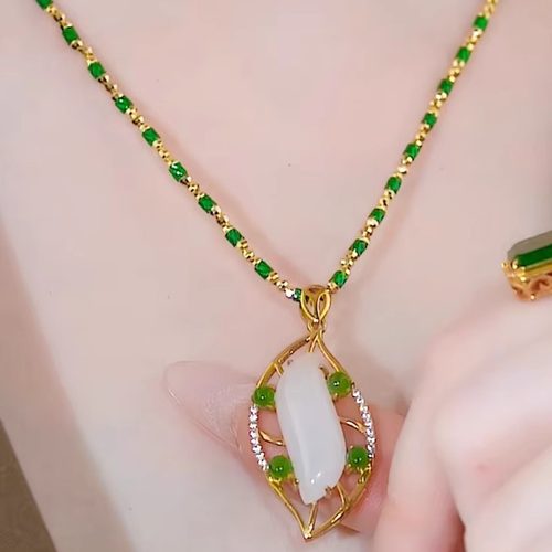 奥特莱斯折扣撤柜清仓捡漏店玉髓玉石美人腰吊坠项链outlets配饰 - 图0