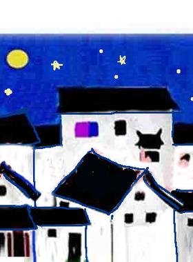 布贴画江南水乡古镇夜色运河定制