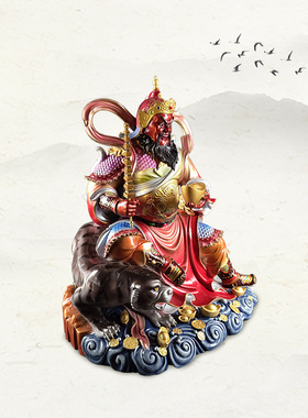 纯铜武财神赵公明神像摆件武财神爷铜像公司赵公元帅像摆放工艺品