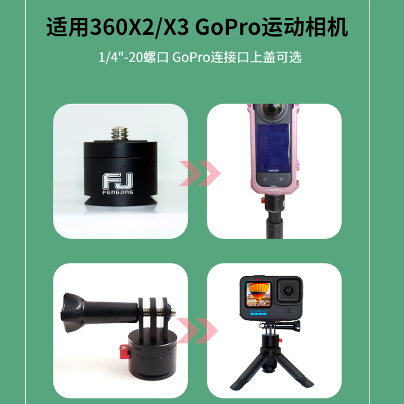 FENGJING运动相机insta360X4/3快拆快装底座影石Gopro连接件 - 图0