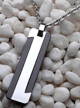 男士黑色钨金大气可刻字吊坠新品