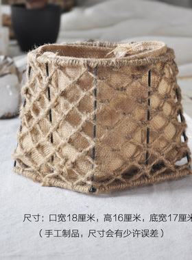 手工花篮麻布收纳筐杂物