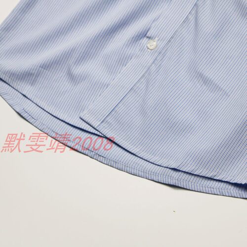 兰诗国际同款校服中小学蓝色条纹长袖衬衫男童女童纯棉春秋尖领 - 图1
