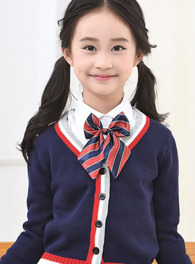 女童领花儿童配饰表演小学生校服蝴蝶结条纹纯色格子演出韩版领结