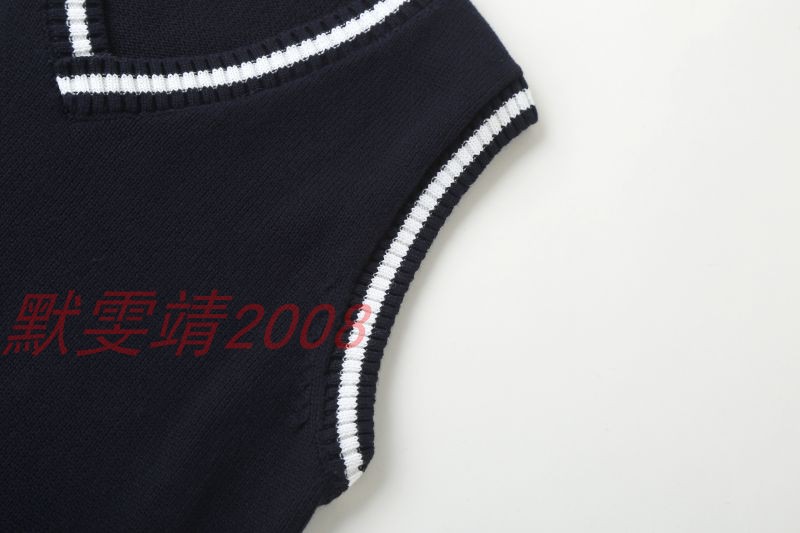 伊顿校服V领套头背心无袖针织坎肩纯棉学院男女童毛衣马甲09B101 - 图0