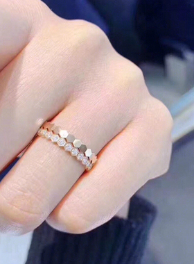 蜂窝六边形佩戴百搭婚戒乔妹同款