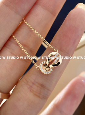 迷人风数字符号微镶钻镀金项链